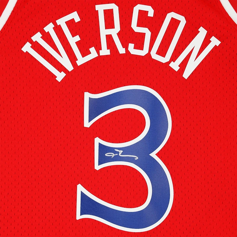 Allen Iverson Philadelphia 76ers Autographed Red Mitchell & Ness 1996-97 Swingman Jersey