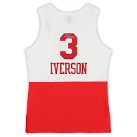 Maillot authentique blanc/rouge autographié par Allen Iverson des Philadelphia 76ers, Mitchell & Ness 2003-04, avec inscription « HOF 2K16 »
