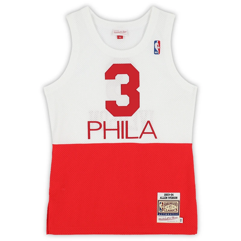 Allen Iverson Philadelphia 76ers Autographed White/Red Mitchell & Ness 2003-04 Authentic Jersey with "HOF 2K16" Inscription