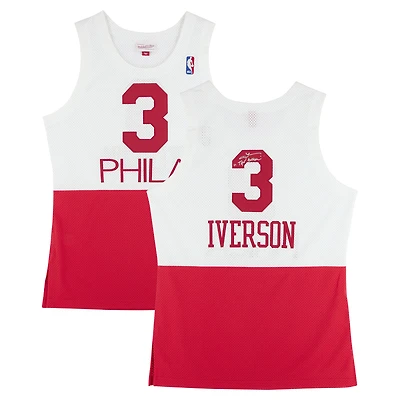 Allen Iverson Philadelphia 76ers Autographed White/Red Mitchell & Ness 2003-04 Authentic Jersey with "The Answer" Inscription