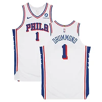 Maillot blanc Nike porté par Andre Drummond (Philadelphia 76ers) lors du match n° 1 contre les Phoenix Suns le 20 janvier 2026 - Taille 56+6