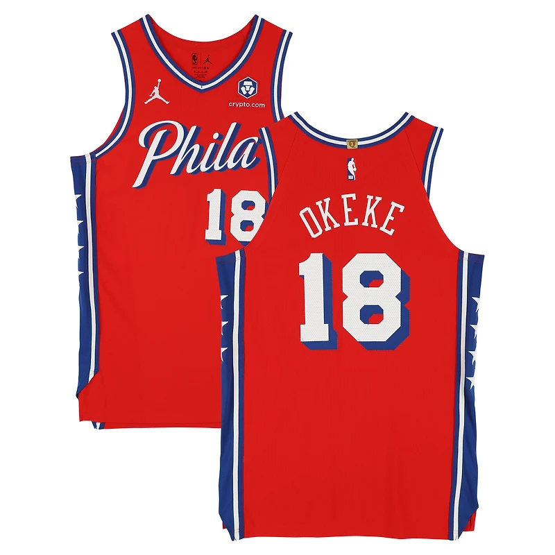 Chuma Okeke Philadelphia 76ers Player-Issued #18 Red Nike Jersey from the 2024-25 NBA Season - Size 50+4