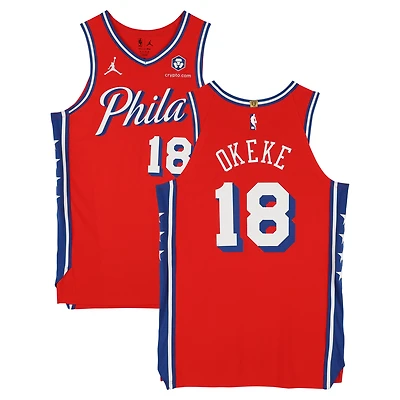 Chuma Okeke Philadelphia 76ers Player-Issued #18 Red Nike Jersey from the 2024-25 NBA Season - Size 50+4