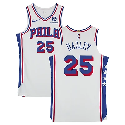 Maillot Nike blanc n° 25 porté par Darius Bazley des Philadelphia 76ers lors de la saison NBA 2023-2024 - Taille 48+4