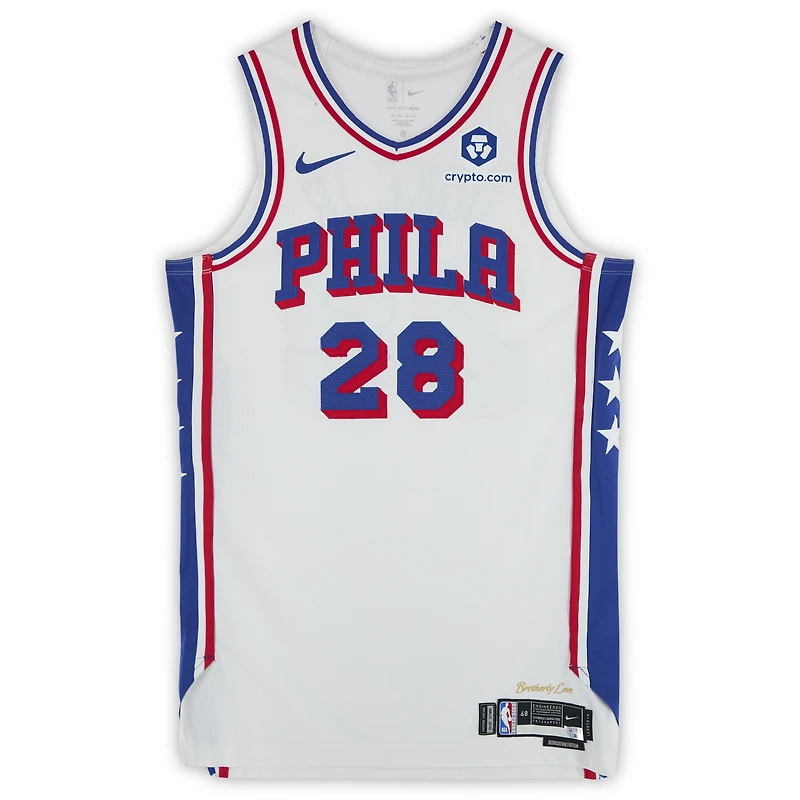 Maillot Nike blanc n° 28 porté par David Duke Jr. (Philadelphia 76ers) lors de la saison NBA 2023-2024 - Taille 48+4