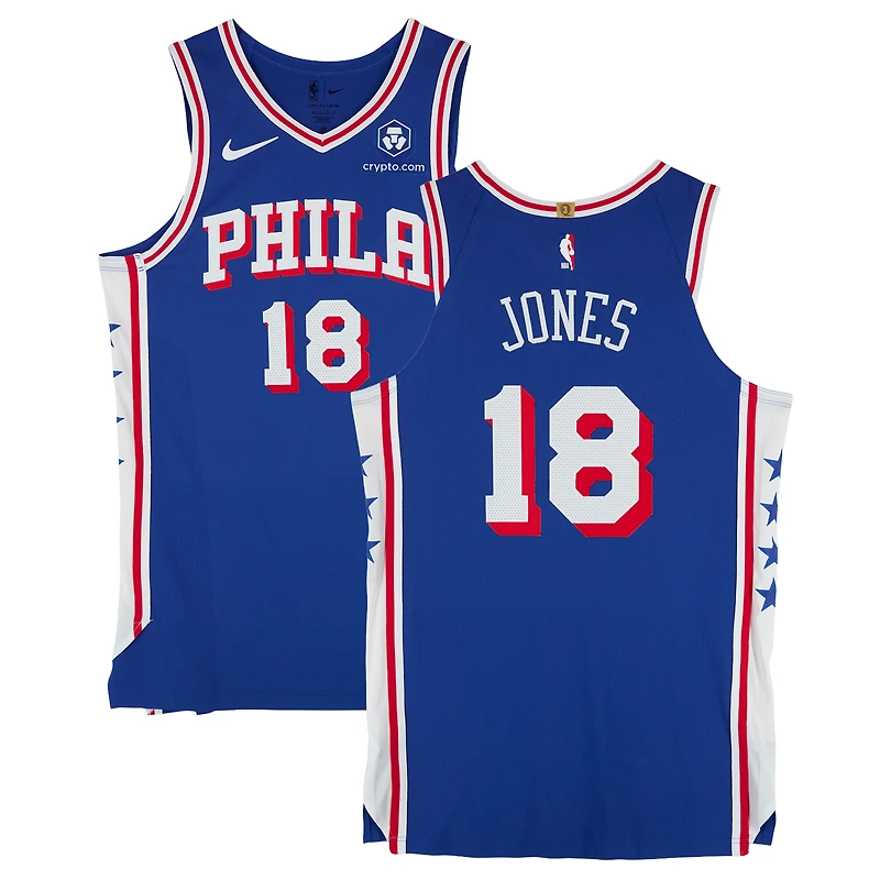 Maillot Nike royal n° 18 porté par David Jones des Philadelphia 76ers lors de la saison NBA 2024-2025 - Taille 48+4