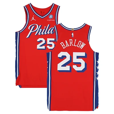 Maillot Jordan Brand rouge n° 25 porté par Dominick Barlow (Philadelphia 76ers) lors du match contre les Minnesota Timberwolves le 3 avril 2026 - Taille 48+4