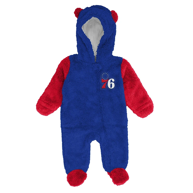 Grenouillère polaire à capuche et fermeture éclair pour nourrissons nouveau-nés Royal Philadelphia 76ers Stay Napping
