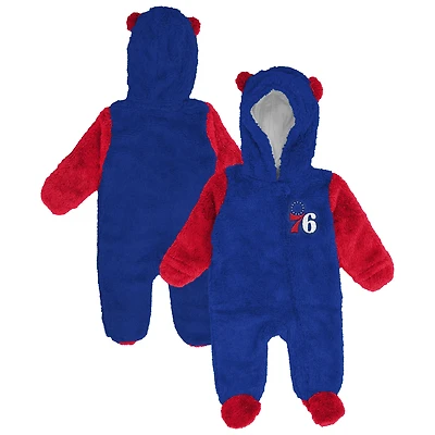 Grenouillère polaire à capuche et fermeture éclair pour nourrissons nouveau-nés Royal Philadelphia 76ers Stay Napping