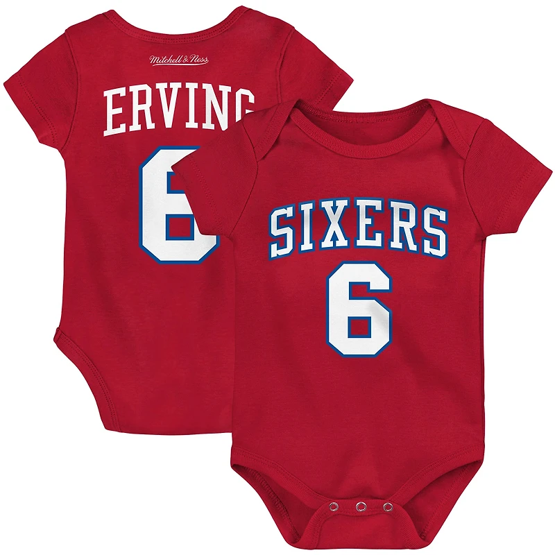 Body Mitchell & Ness Julius Erving rouge Philadelphia 76ers Hardwood Classics nom et numéro pour bébé