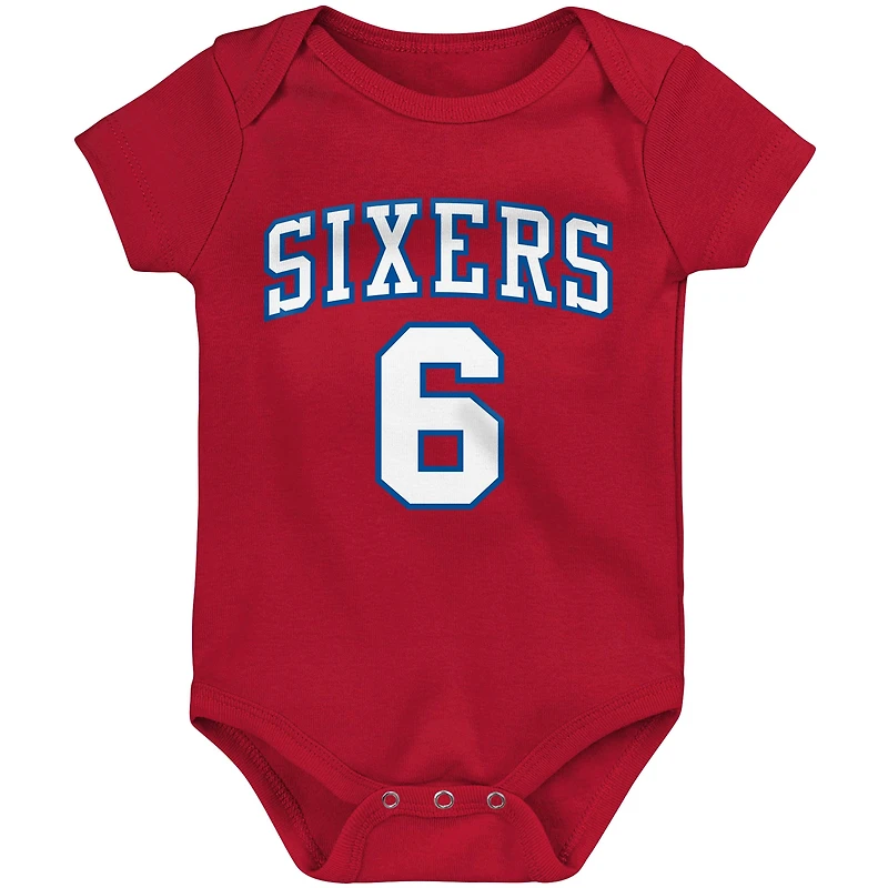 Body Mitchell & Ness Julius Erving rouge Philadelphia 76ers Hardwood Classics nom et numéro pour bébé