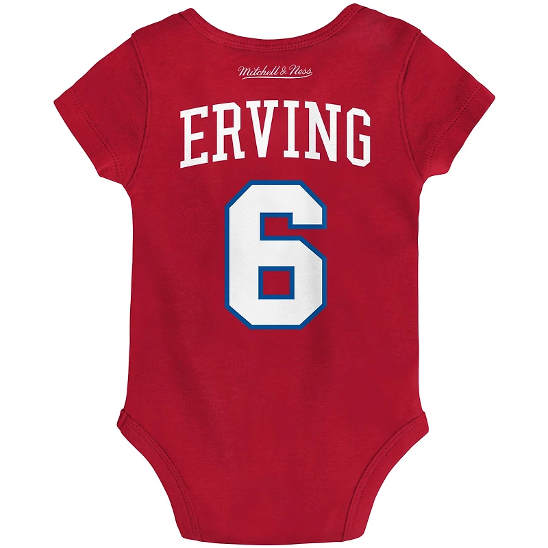 Body Mitchell & Ness Julius Erving rouge Philadelphia 76ers Hardwood Classics nom et numéro pour bébé