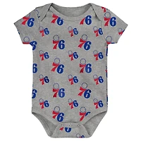 Lot de deux bodys Double Up Philadelphia 76ers pour bébé Royal/Gris