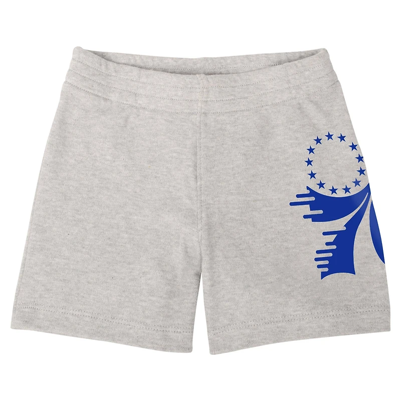 Ensemble body, t-shirt à capuche et short pour bébé, royal/rouge/gris, Philadelphia 76ers Bank Shot
