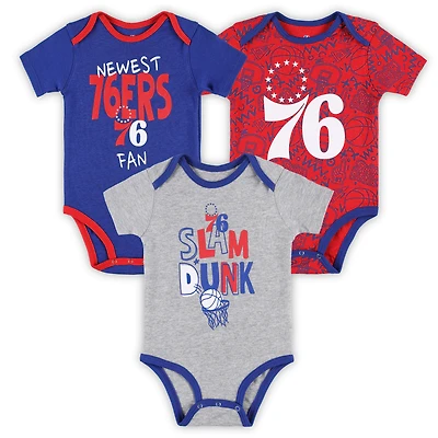 Ensemble 3 pièces pour bébé Royal/Rouge/Gris Philadelphia 76ers Slam Dunk