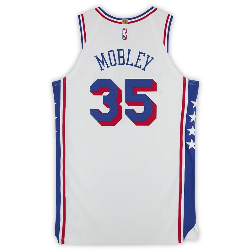 Maillot Nike blanc n° 35 porté par Isaiah Mobley (Philadelphia 76ers) lors de la saison NBA 2024-2025 - Taille 52+6