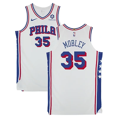 Maillot Nike blanc n° 35 porté par Isaiah Mobley (Philadelphia 76ers) lors de la saison NBA 2024-2025 - Taille 52+6