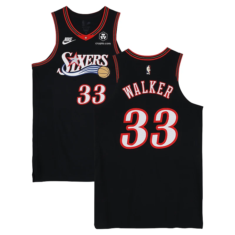 Jabari Walker Philadelphia 76ers Game-Used #33 Black Hardwood Classic Jersey vs. Oklahoma City Thunder on March 23, 2026 - Size 48+4