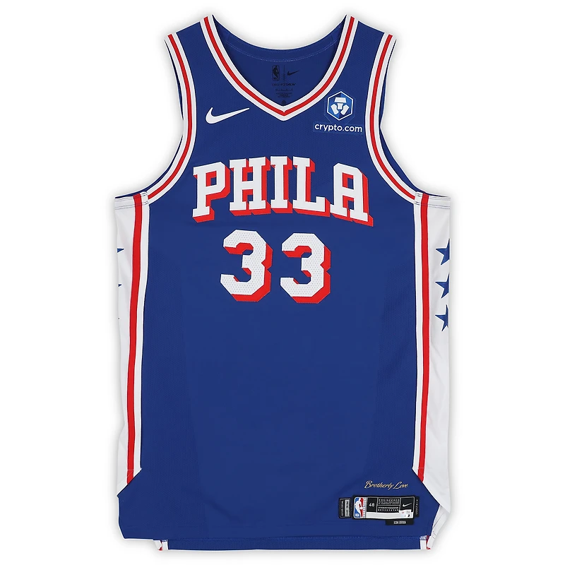 Maillot Nike royal n° 33 porté par Jabari Walker (Philadelphia 76ers) lors du match contre les New York Knicks le 4 mai 2026 - Taille 48+4