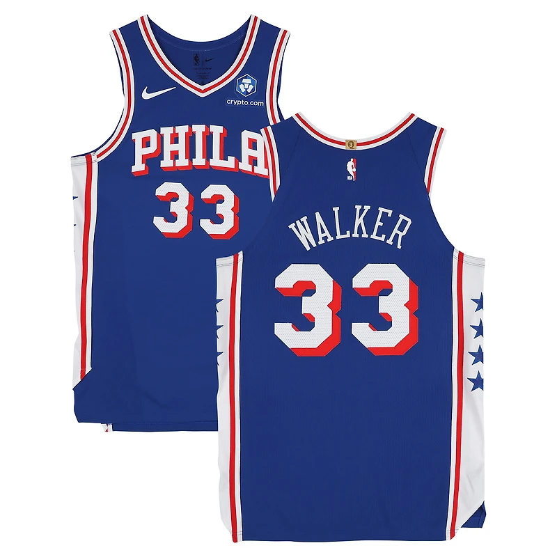 Maillot Nike royal n° 33 porté par Jabari Walker (Philadelphia 76ers) lors du match contre les New York Knicks le 4 mai 2026 - Taille 48+4