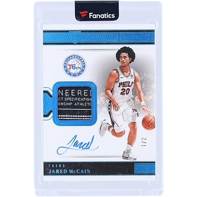 Jared McCain Philadelphia 76ers Autographed 2024-25 Panini Eminence Game Used Laundry Tag Relic #LTA-JMC #1/2 Rookie Card