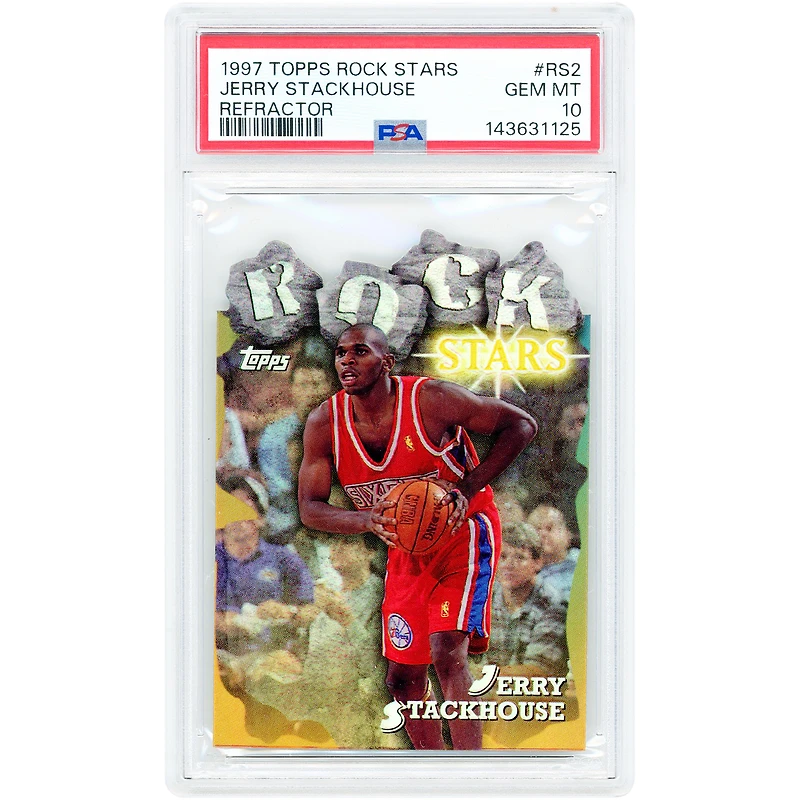 Jerry Stackhouse Philadelphia 76ers 1997-98 Topps Rock Stars Refractor #RS2 PSA Authenticated 10 Card