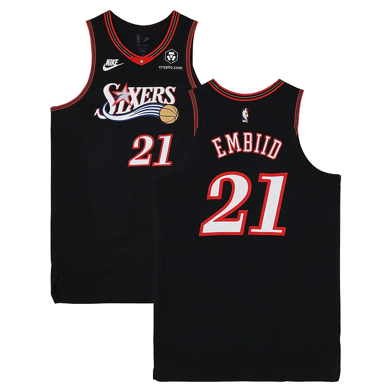 Joel Embiid Philadelphia 76ers Game-Used #21 Black Hardwood Classic Jersey Worn During the Third Quarter of the Game vs. Miami Heat on February 26, 2026 - Size 52+6