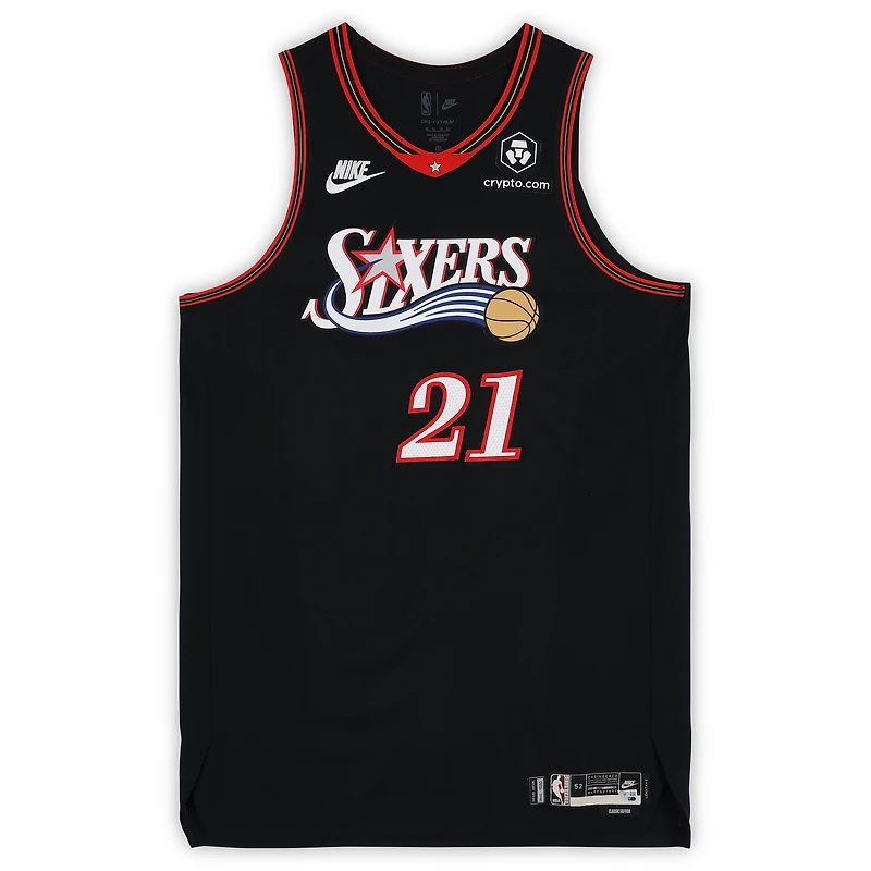Joel Embiid Philadelphia 76ers Game-Used #21 Black Hardwood Classic Jersey Worn During the Third Quarter of the Game vs. Miami Heat on February 26, 2026 - Size 52+6