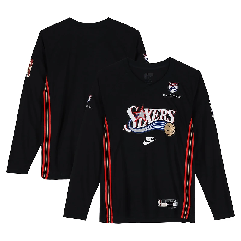 Maillot manches longues noir Hardwood Classic porté par Joel Embiid des Philadelphia 76ers lors de la saison NBA 2025-2026 - Taille 2XLT
