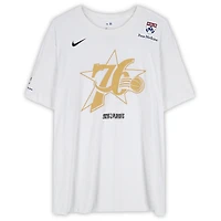Maillot blanc à manches courtes Nike porté par Joel Embiid (Philadelphia 76ers) lors des playoffs NBA 2026 - Taille 2XLT