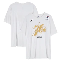 Maillot blanc à manches courtes Nike porté par Joel Embiid (Philadelphia 76ers) lors des playoffs NBA 2026 - Taille 2XLT