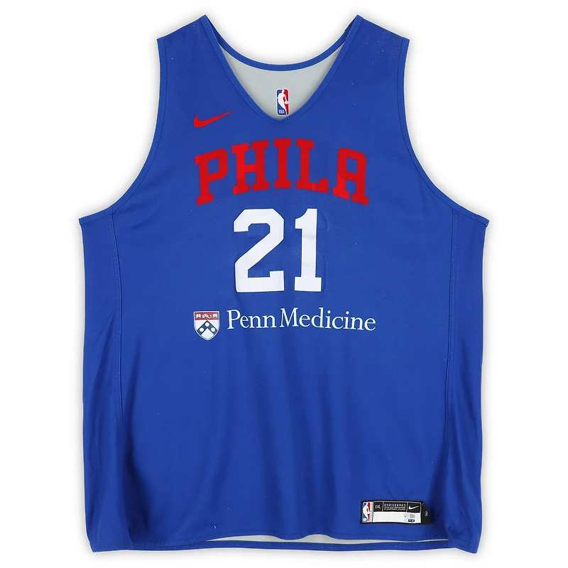 Joel Embiid Philadelphia 76ers Practice-Used #21 Royal/Gray Reversible Jersey from the 2024-25 NBA Season - Size 2XLT