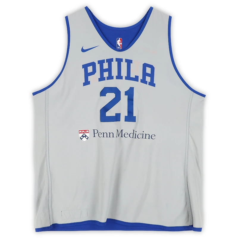 Joel Embiid Philadelphia 76ers Practice-Used #21 Royal/Gray Reversible Jersey from the 2024-25 NBA Season - Size 2XLT