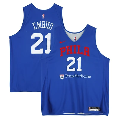 Joel Embiid Philadelphia 76ers Practice-Used #21 Royal/Gray Reversible Jersey from the 2024-25 NBA Season - Size 2XLT