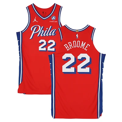 Maillot Jordan Brand rouge n° 22, porté par Johni Broome des Philadelphia 76ers lors de la saison NBA 2025-2026 - Taille 50+6