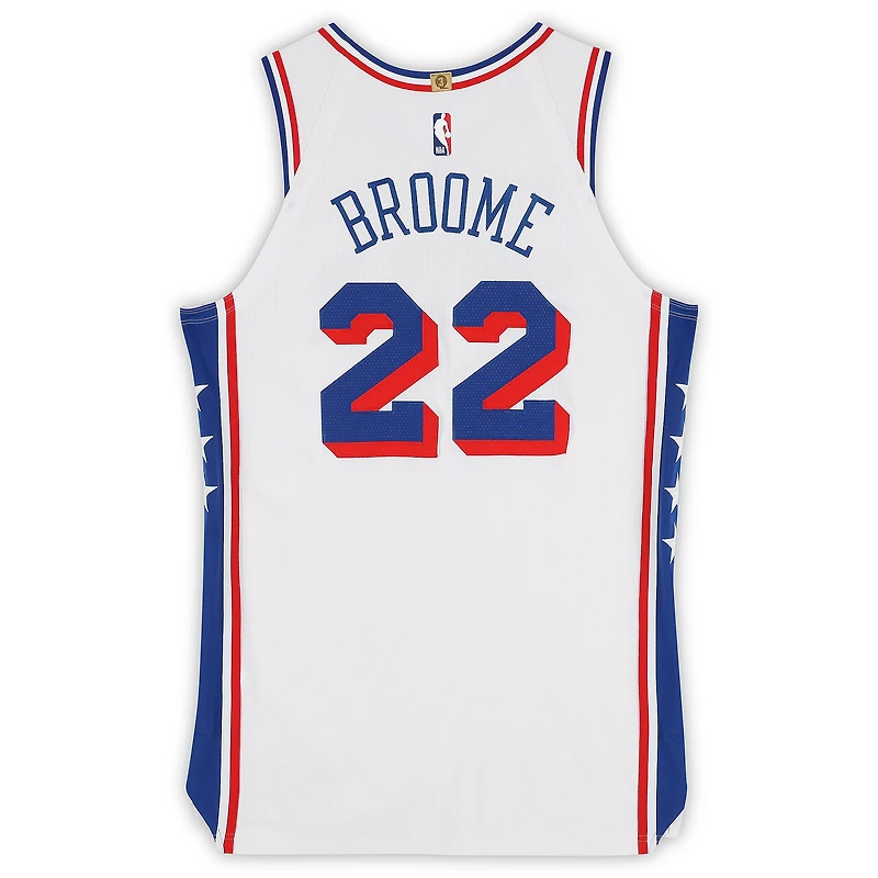 Maillot Nike blanc n° 22 porté par Johni Broome des Philadelphia 76ers lors de la saison NBA 2025-2026 - Taille 50+4