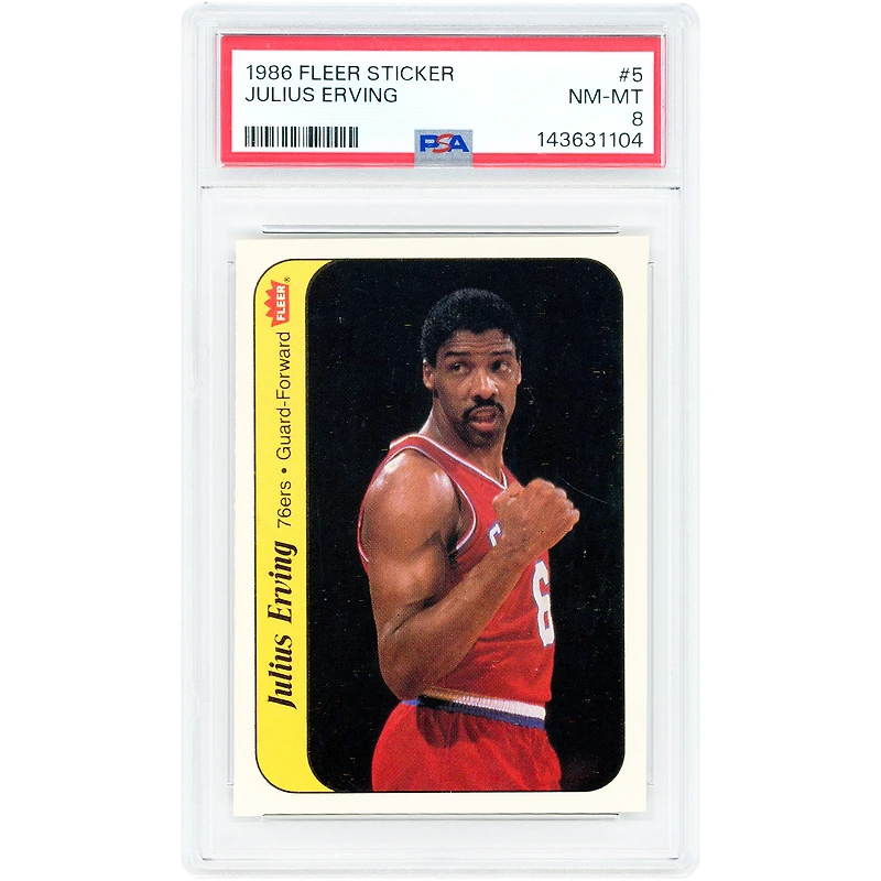 Julius Erving Philadelphia 76ers 1986-87 Fleer Sticker #5 PSA Authenticated 8 Card