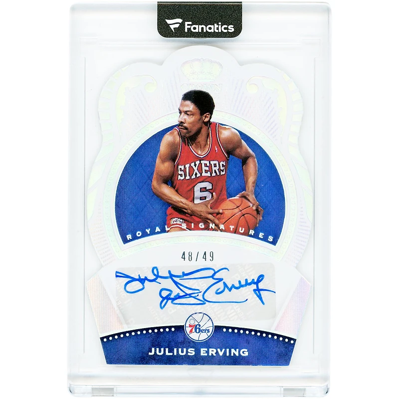 Julius Erving Philadelphia 76ers Autographed 2020-21 Panini Crown Royale Royal Signatures #RS-JEV #48/49 Card