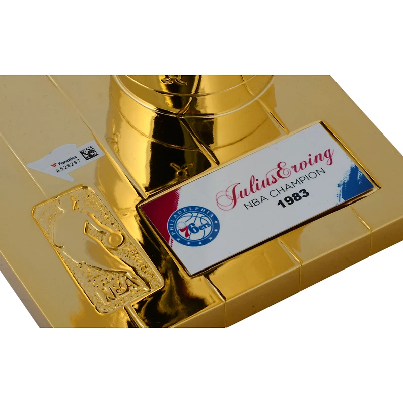 Julius Erving Philadelphia 76ers Autographed NBA Finals Champion Replica Larry O'Brien Trophy with Sublimated Plate