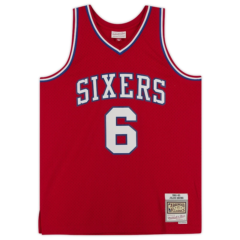 Julius Erving Philadelphia 76ers Autographed Red 1982-83 Mitchell & Ness Replica Jersey with "83 Champs" Inscription