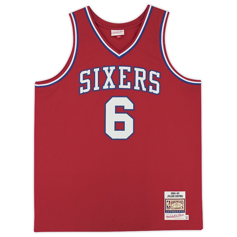 Julius Erving Red Philadelphia 76ers Autographed Mitchell & Ness 1982-83 Authentic Jersey with "NBA Top 75" Inscription