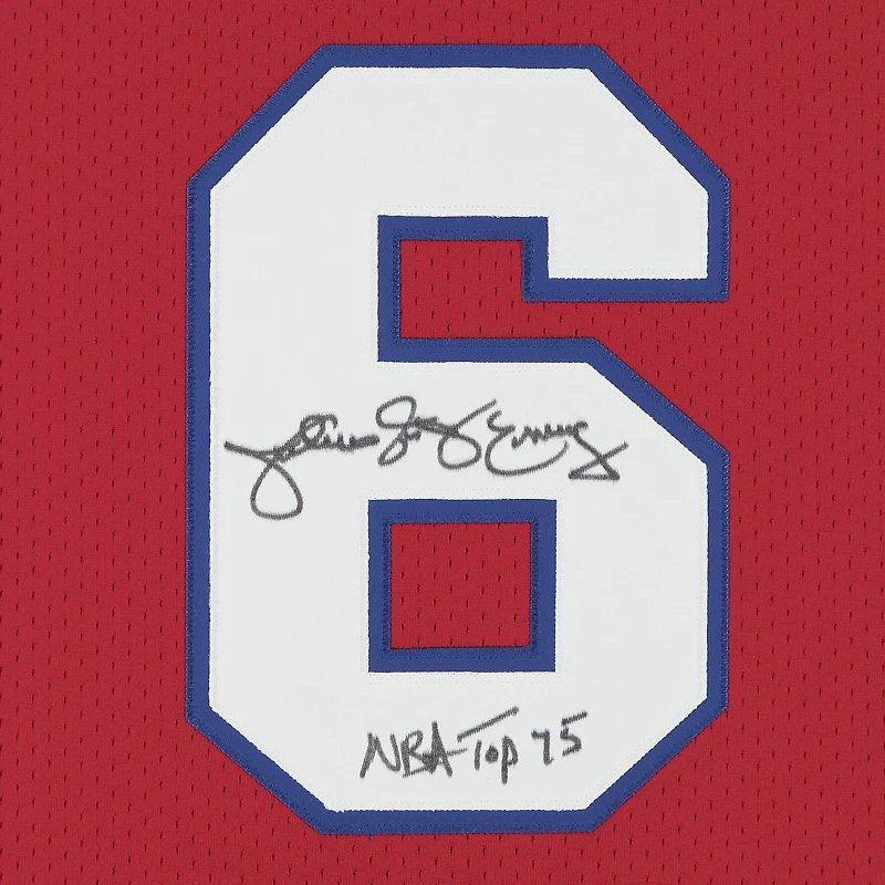 Julius Erving Red Philadelphia 76ers Autographed Mitchell & Ness 1982-83 Authentic Jersey with "NBA Top 75" Inscription