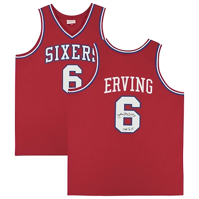 Julius Erving Red Philadelphia 76ers Autographed Mitchell & Ness 1982-83 Authentic Jersey with "NBA Top 75" Inscription
