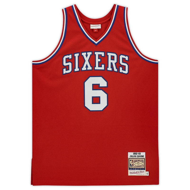 Julius Erving Red Philadelphia 76ers Autographed Mitchell & Ness Hardwood Classics Authentic Jersey