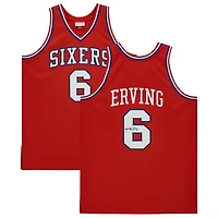 Maillot authentique autographié Mitchell & Ness Hardwood Classics des Philadelphia 76ers par Julius Erving