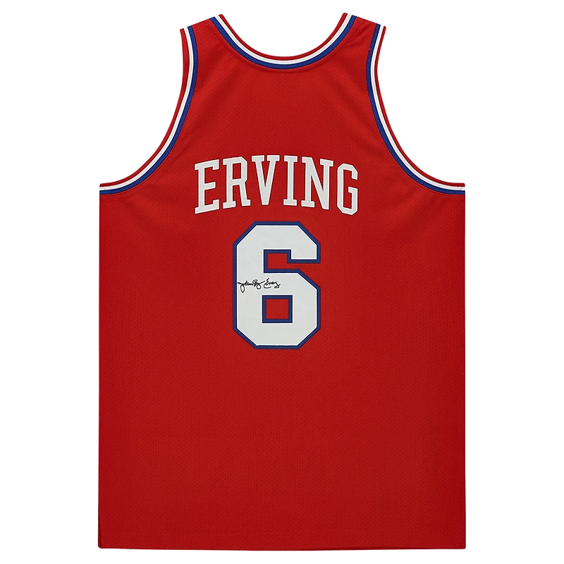 Julius Erving Red Philadelphia 76ers Autographed Mitchell & Ness Hardwood Classics Authentic Jersey