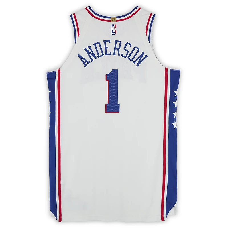 Maillot Nike blanc n° 1 porté par Justin Anderson des Philadelphia 76ers lors de la saison NBA 2017-2018 - Taille 50+6