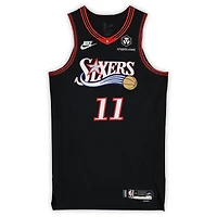 Justin Edwards Philadelphia 76ers Game-Used #11 Black Hardwood Classic Jersey vs. Indiana Pacers on April 10, 2026 - Size 46+4