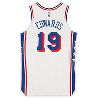 Maillot Nike blanc n° 19 de Justin Edwards, porté par le joueur des Philadelphia 76ers lors de la saison NBA 2024-2025 - Taille 48+4