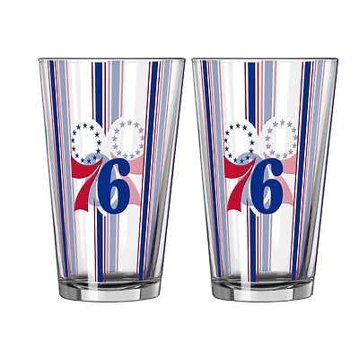 Logo Brands Philadelphia 76ers Two-Piece 16oz. Striped Pint Glass Set